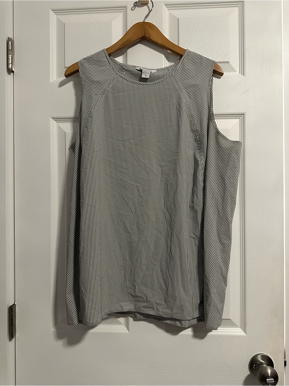 Athleta Sleeveless Striped Cold-Shoulder Top - Black & White